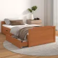Cadre de lit avec tiroirs Marron miel Pin massif 90x200 cm