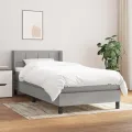 cadre de lit et matelas Gris clair 90x190 cm Tissu