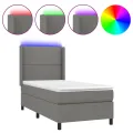 cadre de lit matelas LED Gris foncé 100x200 cm Tissu