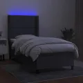 cadre de lit matelas LED Gris foncé 100x200 cm Tissu