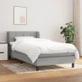 cadre de lit avec matelas Gris clair 90x200 cm Tissu