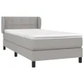 cadre de lit avec matelas Gris clair 90x200 cm Tissu