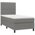 cadre de lit avec matelas Gris foncé 100x200cm Tissu