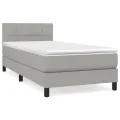 cadre de lit avec matelas Gris clair 90x200 cm Tissu