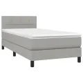 cadre de lit avec matelas Gris clair 90x200 cm Tissu