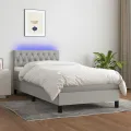 cadre de lit avec matelas et LED Gris clair 90x190cm