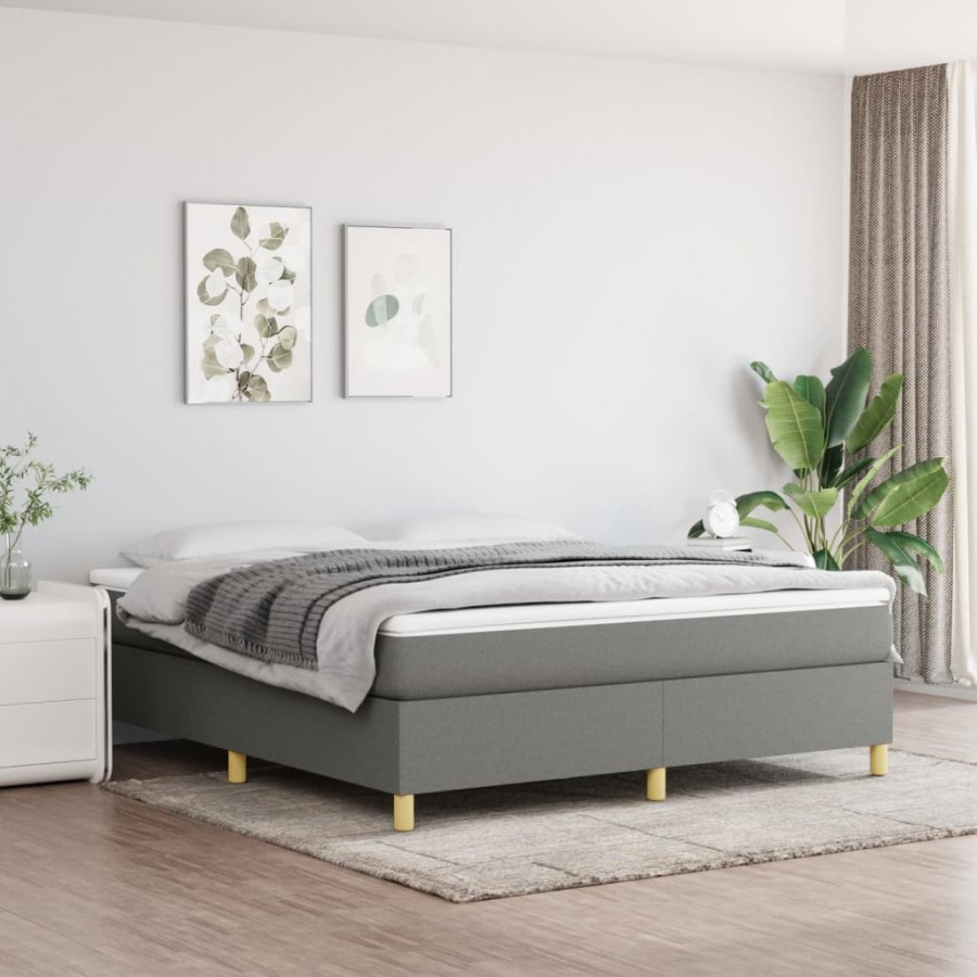 cadre de lit avec matelas Gris foncé 160x200cm Tissu