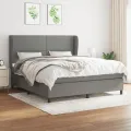 cadre de lit avec matelas Gris foncé 160x200cm Tissu
