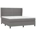 cadre de lit avec matelas Gris foncé 160x200cm Tissu