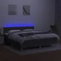cadre de lit et matelas et LED Gris foncé 160x200 cm