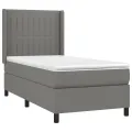 cadre de lit avec matelas Gris foncé 100x200cm Tissu