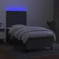 cadre de lit et matelas et LED Gris foncé 100x200 cm