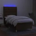 cadre de lit matelas LED Marron foncé 80x200cm Tissu