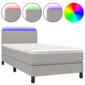 cadre de lit matelas LED Gris clair 100x200 cm Tissu