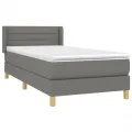 cadre de lit et matelas Gris foncé 90x190 cm Tissu