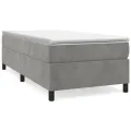 cadre de lit et matelas Gris clair 100x200cm Velours