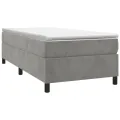 cadre de lit et matelas Gris clair 100x200cm Velours