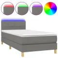 cadre de lit avec matelas et LED Gris foncé 90x190cm