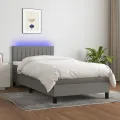 cadre de lit avec matelas et LED Gris foncé 90x190cm