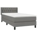 cadre de lit et matelas Gris foncé 90x190 cm Tissu