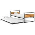 Cadre de lit extensible Noir Métal 90x200 cm