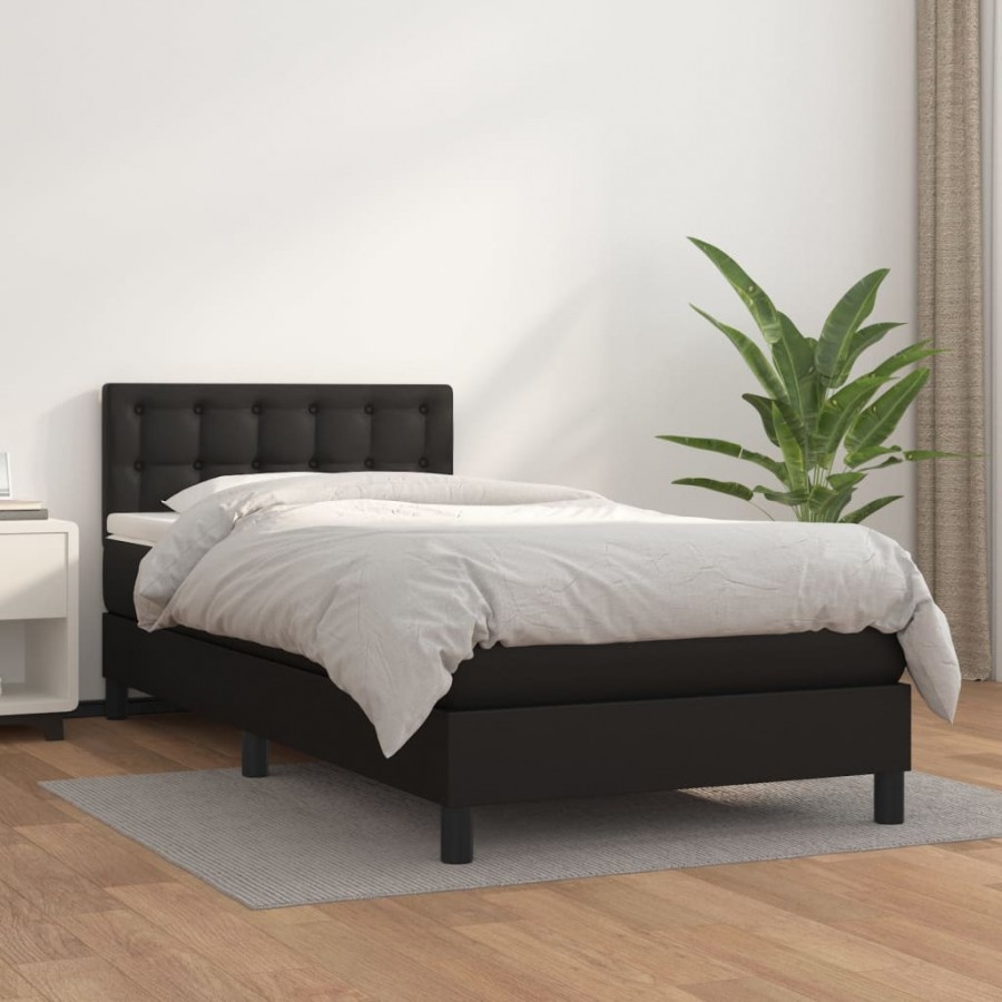 cadre de lit avec matelas Noir 100x200 cm Similicuir