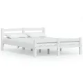 Cadre de lit Blanc Bois de pin massif 120x200 cm