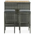 Ensemble de bar 3 pcs Résine tressée Gris
