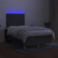 cadre de lit et matelas et LED Gris foncé 120x200 cm