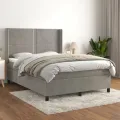 cadre de lit et matelas Gris clair 140x200cm Velours