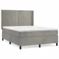 cadre de lit et matelas Gris clair 140x200cm Velours