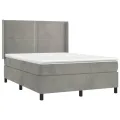 cadre de lit et matelas Gris clair 140x200cm Velours