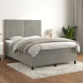 cadre de lit et matelas Gris clair 140x200cm Velours