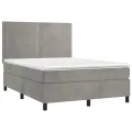 cadre de lit et matelas Gris clair 140x200cm Velours
