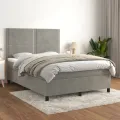 cadre de lit et matelas Gris clair 140x190cm Velours