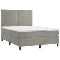 cadre de lit et matelas Gris clair 140x190cm Velours