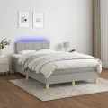 cadre de lit matelas LED Gris clair 120x200 cm Tissu