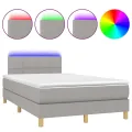 cadre de lit matelas LED Gris clair 120x200 cm Tissu