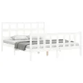 Cadre de lit avec tête de lit blanc King Size bois massif