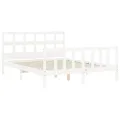 Cadre de lit avec tête de lit blanc King Size bois massif