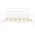 Cadre de lit avec tête de lit blanc King Size bois massif
