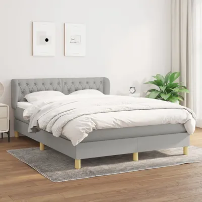 cadre de lit avec matelas Gris clair 140x190cm Tissu