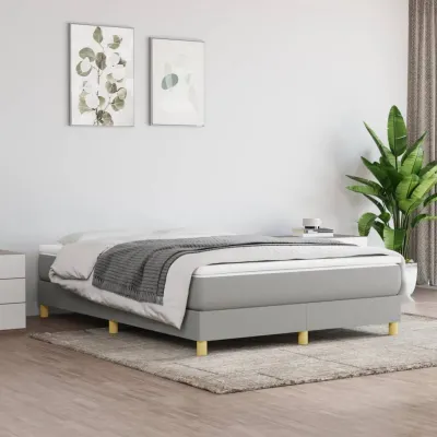 cadre de lit avec matelas Gris clair 140x190cm Tissu
