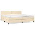 cadre de lit avec matelas Crème 200x200 cm Tissu