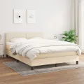 cadre de lit avec matelas Crème 140x200 cm Tissu