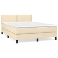 cadre de lit avec matelas Crème 140x200 cm Tissu