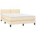 cadre de lit avec matelas Crème 140x200 cm Tissu