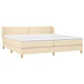cadre de lit avec matelas Crème 200x200 cm Tissu