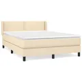 cadre de lit avec matelas Crème 140x200 cm Tissu