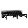Lit coulissant 2x(90x200) cm Noir Bois de pin massif